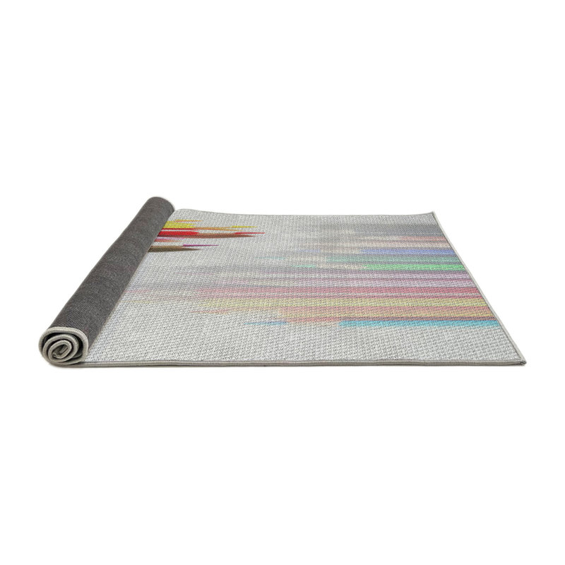 Tapis gris motif/jaune/bleu, Rectangle 5 pi x 7 pi
