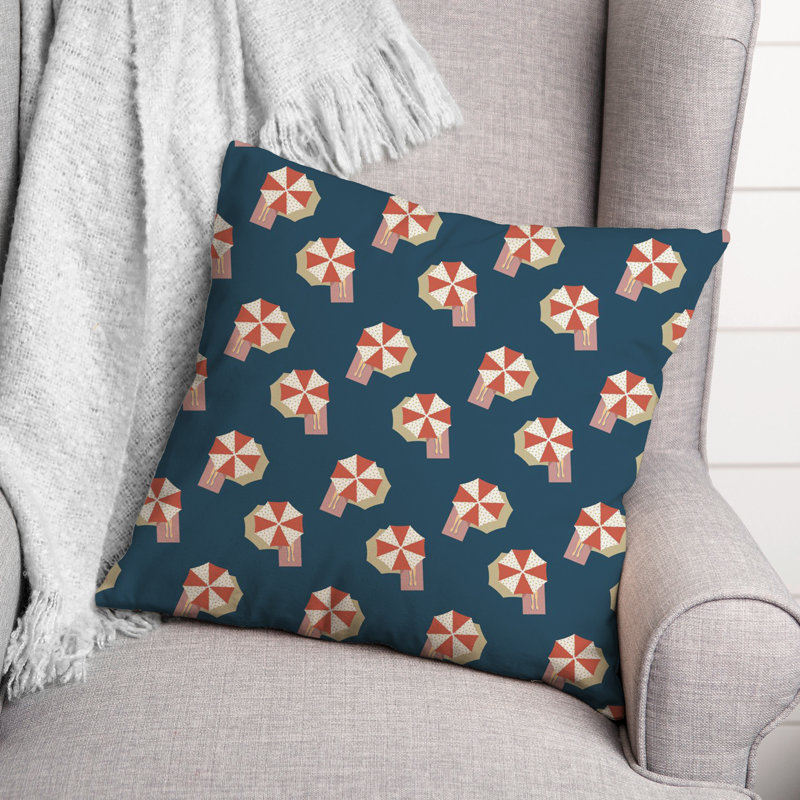 Coussin décoratif en polyester / mélange de polyester, Bleu marine / Rouge