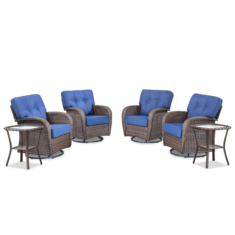 Ensemble de conversation pour patio avec coussins 6 pièces Fiorillo, Bleu