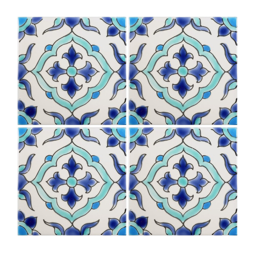 Armenian Tile Vinyl Floor Mats, Blue and White - 2 Sizes — Paradigm Texas