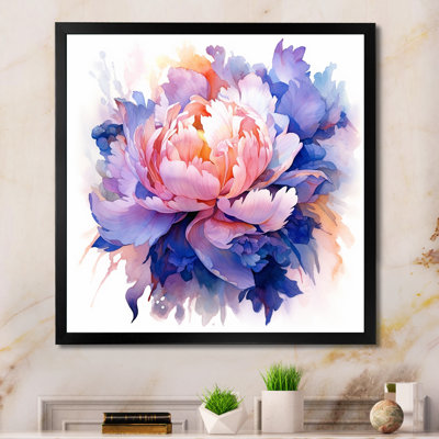 «Coral Blue Peony Visons», reproduction sur toile