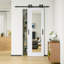 Porte de grange coulissante 40 po x 80 po - 1 porte coulissante en verre apprêté blanc 1-Lite avec quincaillerie d'installation / aucun assemblage requis-114625323