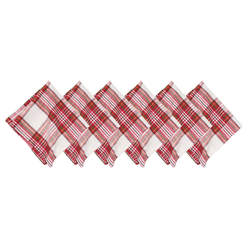 Gracelyn Plaid Napkin Set of 6, Red