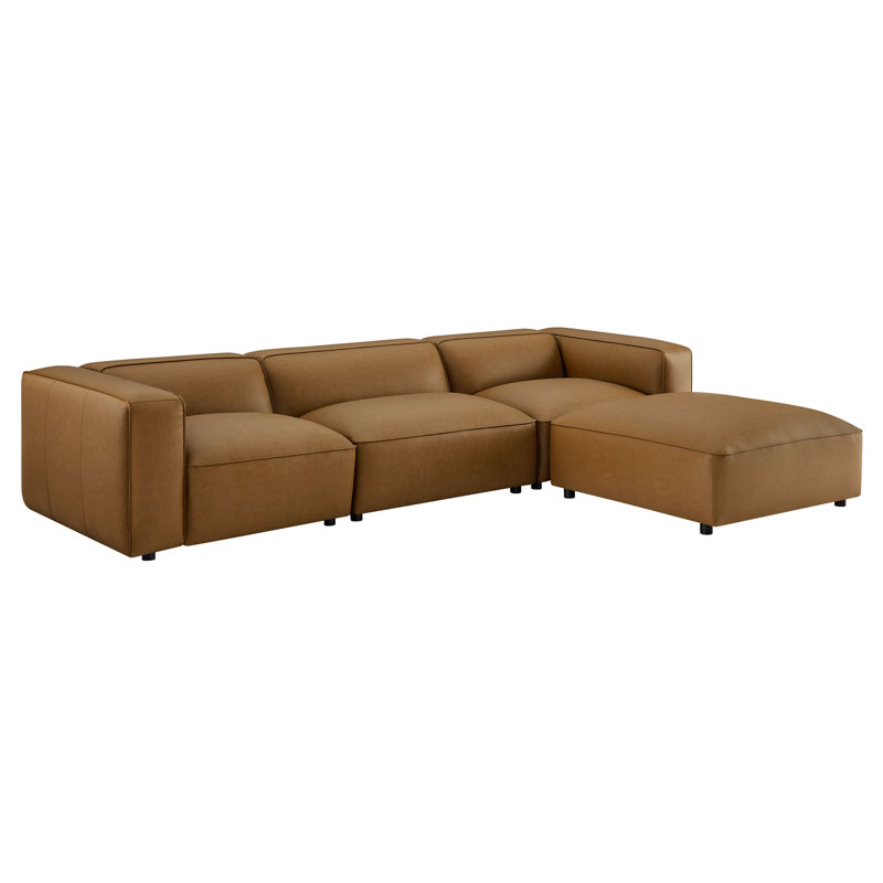 Auren 4-Piece Vegan Leather Modular Sofa Set, Camel