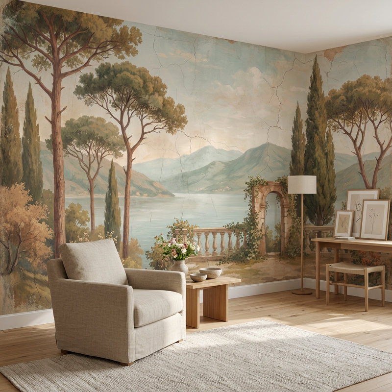 Décoration murale murale méditerranéenne méditerranéenne classique, 120"x96", Peler et coller