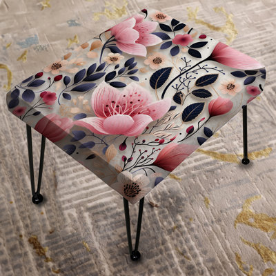 Pink Romantic Trance Floral Pattern I - Floral Rectangle Ottoman