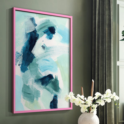 «Teal Composition I», reproduction encadrée - bois massif