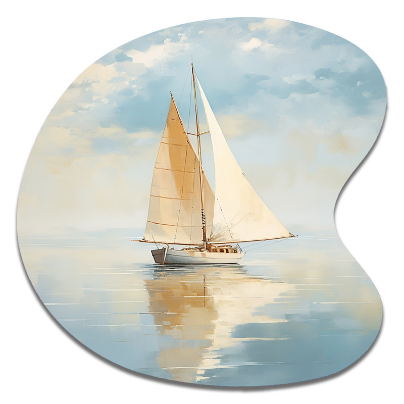 Alrita - Bateau à voile en forme de goutte, art mural en métal asymétrique, H 27 po x l 27 po
