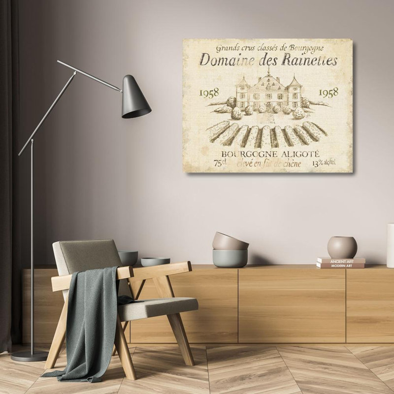 «Red Barrel Studio® Brissonnet, Daphne Gallery, art sur toile tendue« French Wine Label III Cream », H 20 po x l 24 po