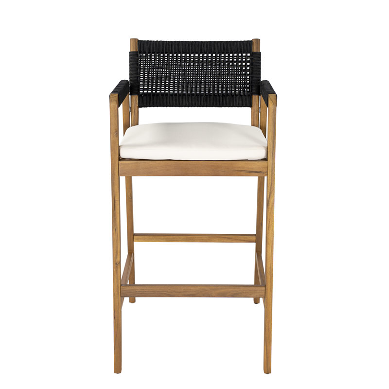 Tabourets de bar d'extérieur en bois d'acacia Brendalyn Modern Coastal, 2, Teck / Noir
