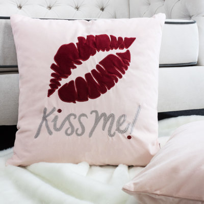 Valentines Day Appliqued Faux Fur Throw Pillow