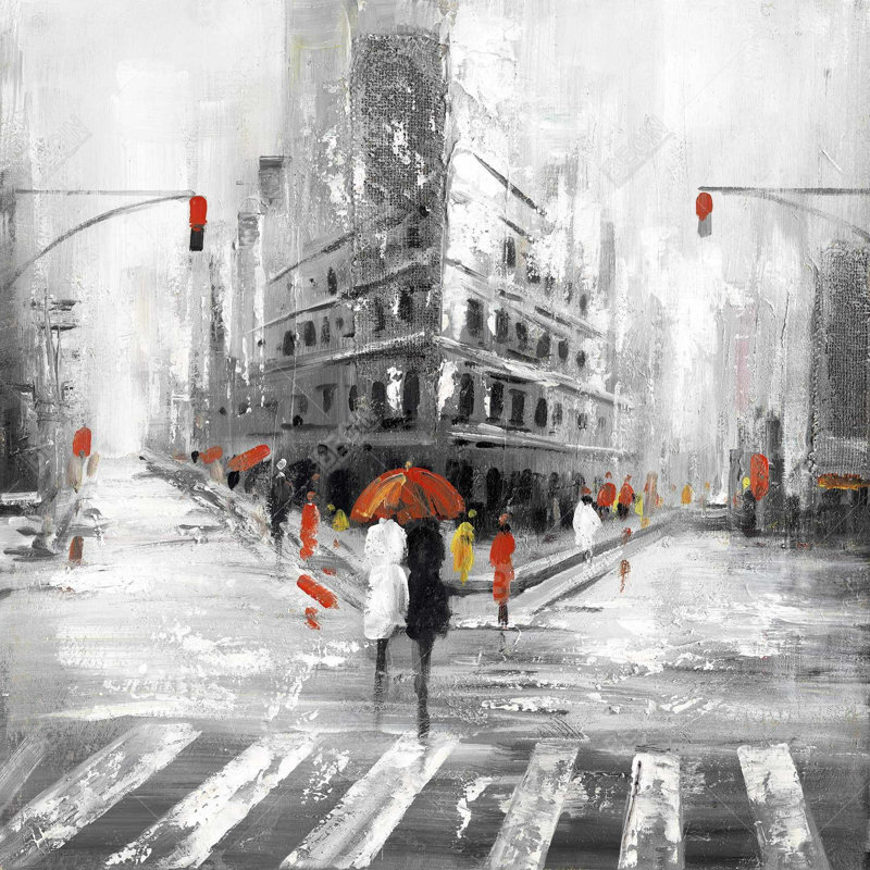 Édifice Greyish Flatiron | Art sur toile encadré gris bureau