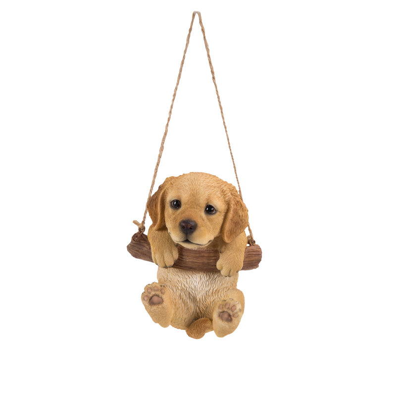 Tan Brown Hanging Golden Retriever Puppy Garden Statue