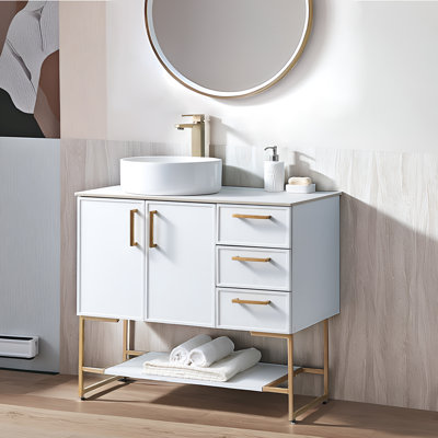 Meuble-lavabo vasque blanc moderne 36 "