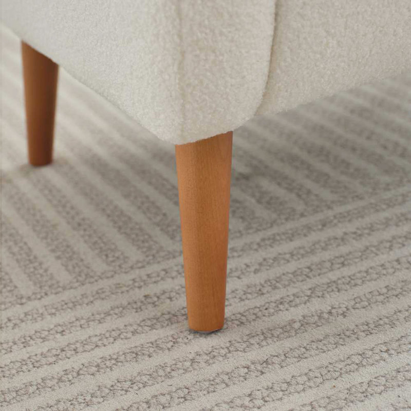 Beige Boucle Wingback Accent Chair with Wood Legs