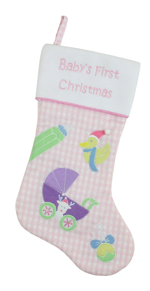 18.5" Baby's First Christmas Embroidered Christmas Stocking Northlight Seasonal 