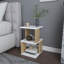 Table de chevet scandinave moderne, blanc et chêne, 11,6 po x 11,6 po x 19,4 po | 100% panneau de particules enduit de mélamine, épaisseur: 0,7 pouce | Conception élégante et fonctionnelle pour le rangement dans la chambre à coucher, assemblage facile-1090903565