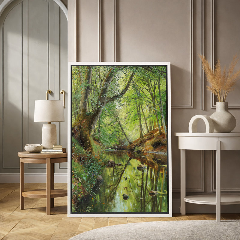 «Quiet Green Forest Creek», art de la rivière Peaceful Nature, impression sur toile encadrée, impression numérique
