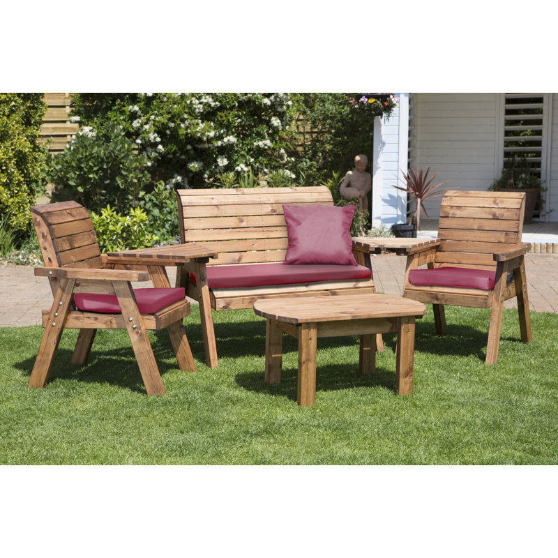 Gagnon 4 Seater Sofa Set, Burgundy