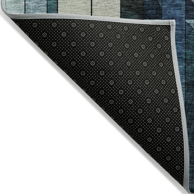 Tapis bleu intérieur / extérieur lavable à la machine Cicel ACN1125, Tapis de couloir 2 pi 3 po x 7 pi 6 po