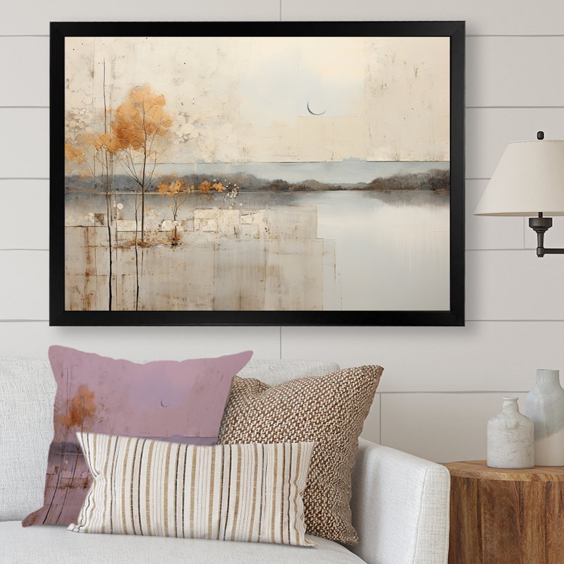 «Lakehouse Foilage Solitude I», reproduction sur toile, H 34 po x l 44 po x P 1,5 po, Cadre simple noir