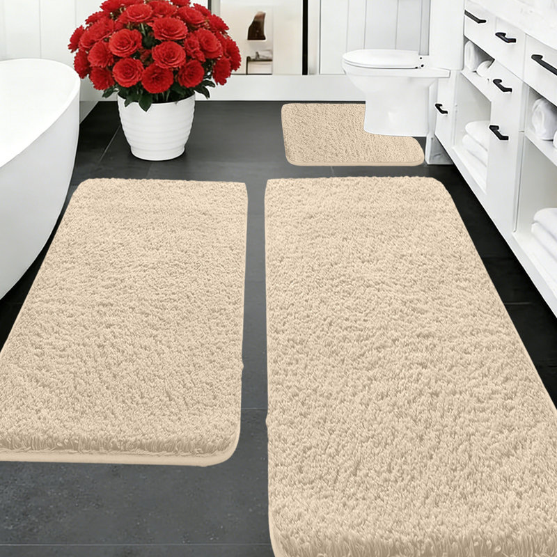 Ensemble de tapis de salle de bain en mousse viscoélastique 3 pièces 47 po, tapis de bain doux et antidérapant pour salle de bain
