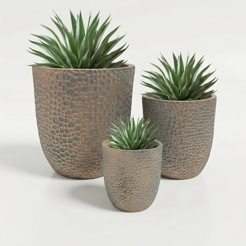 Sierra Modern Magnesium Oxide Planter Set with Drainage