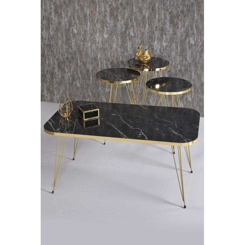 Himmel Living Room Table Set, Black Marble