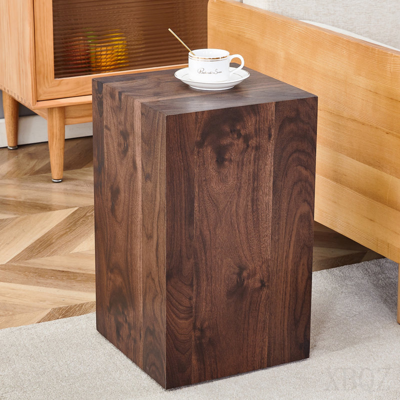 Table basse 12 po x 12 po x 20 po en bois de noyer et bois aggloméré - design luxueux, décor de salon parfait. Table basse Fashion Texture Design, adaptée à diverses situations et scènes.