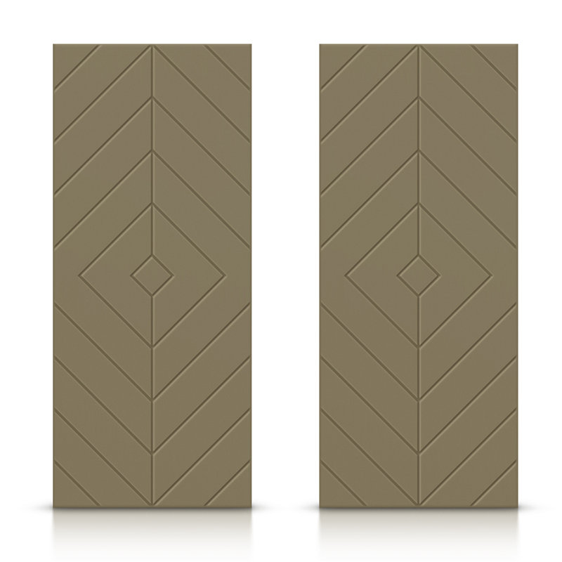 Portes de placard coulissantes à panneaux en bois manufacturé, 48 po x 80 po, Vert olive