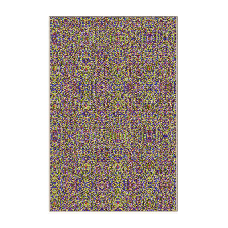 Tapis vert/bleu à motifs, Rectangle 5 pi x 8 pi