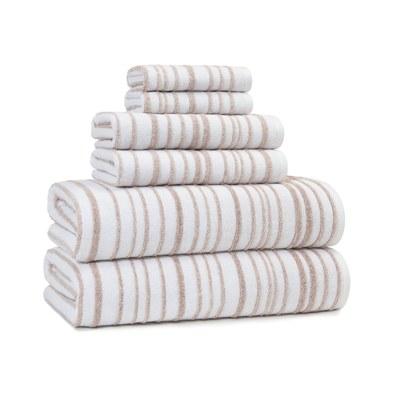 Roulston Striped Cotton Washcloth, Pink/White
