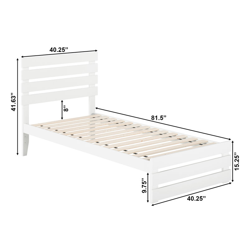 Lit plateforme Jaqson, Blanc, Simple extra long
