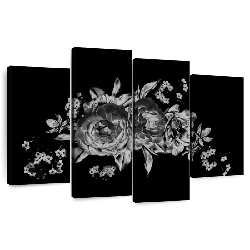 Fleur Harnek Noir, H 42 po x l 68 po