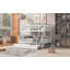 Lit superposé simple au-dessus d'un lit double avec barrière de sécurité en échelle et lit gigogne simple pour une utilisation polyvalente et peu encombrante-798113635