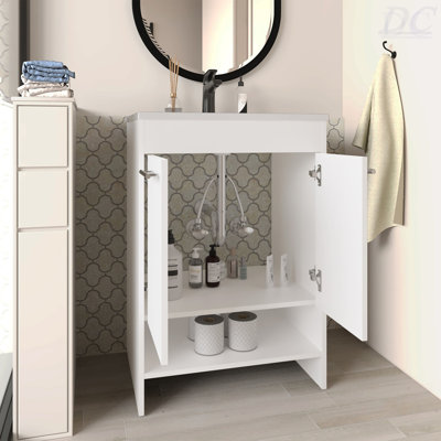 Lorenzo Floor Vanity With Four Drawers And Two Open Shelves