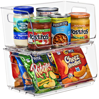 Sorbus 2 Pack Small Clear Open Front Stackable Kitchen and Fridge Storage Bins