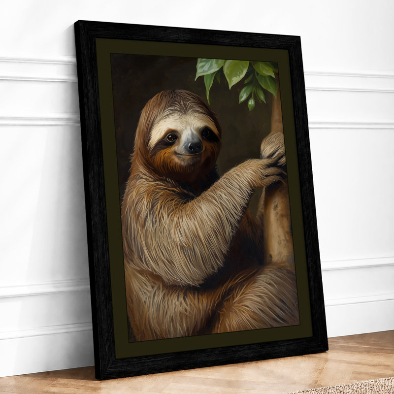 Sloth in Repose Boho - Framed Print, A1 - 84.1 x 59.4 cm, Black
