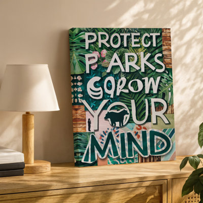 Reproduction d'art sur toile, "Un collage vibrant" avec feuillage vert luxuriant et textures variées