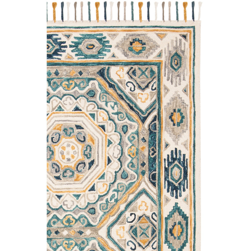 Vahakn Hand Tufted Wool Southwestern Rug, Square 7'