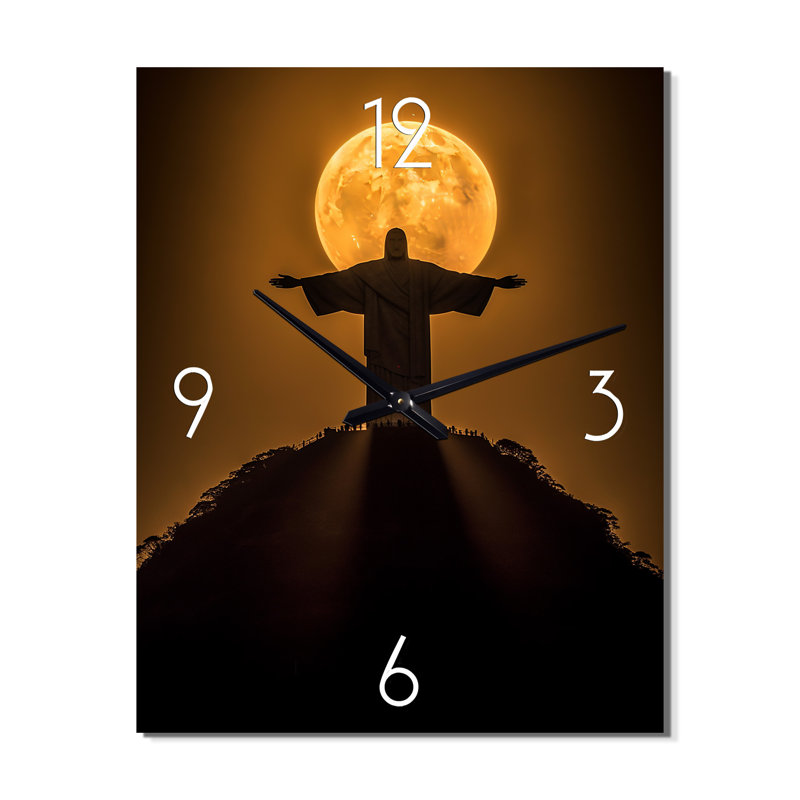Supermoon au-dessus du Rédempteur à Rio I - Horloge murale, Grand