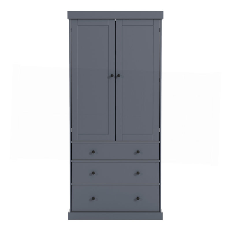 Accent Sideboard, Farmhouse Kitchen Pantry, Freestanding Tall Cupboard Storage Cabinet With 3 Adjustable Shelves, Gray