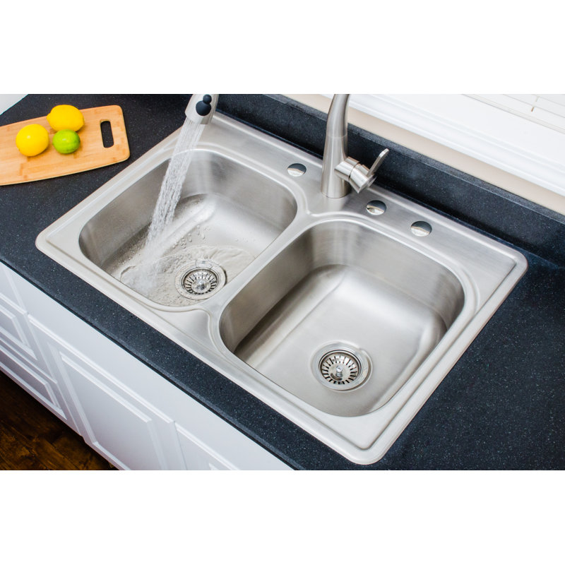 Halsted 33'' L Double Bowl Stainless Steel Kitchen Sink