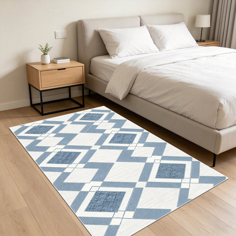 Light luxury diamond-shaped geometric carpet, soft and easy to clean, suitable for living room, bedroom, dining room, study room, and other multi-scene indoor decoration carpets