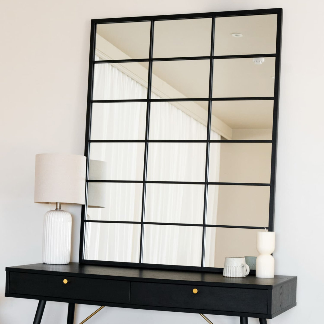 B&Q - Jōbū Jobu HomeKyoBlack Metal Rectangle Lattice Window Mirror120Cm X 95Cm - Image 3