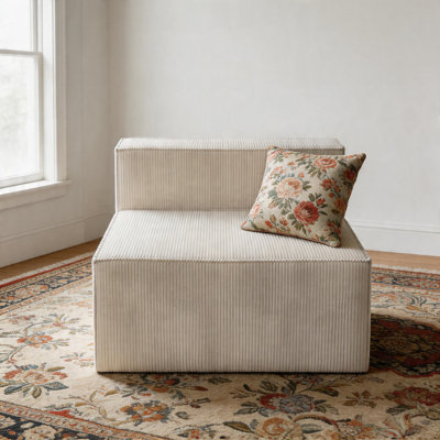 39" Luxury Corduroy Armless Compression Module Sofa No Assembly Required