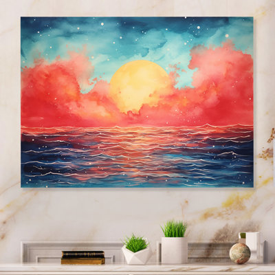 «Lake at Symphony Of Sunrise» - art mural en métal minimalisme