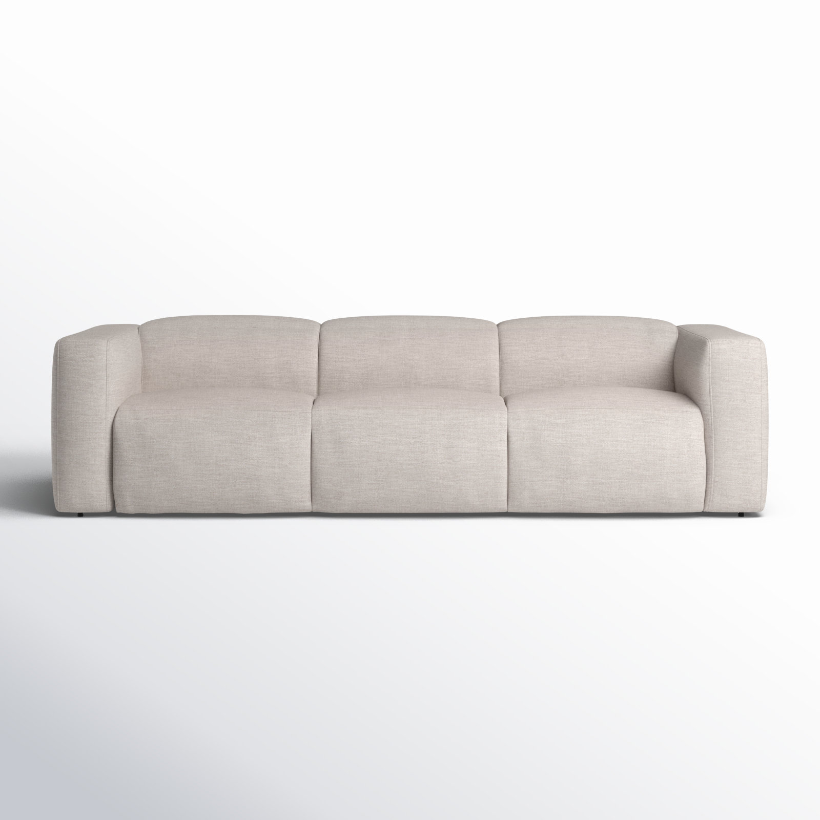 Amed 124" Genuine Leather Power Reclining Sofa, Gray Polyester Blend