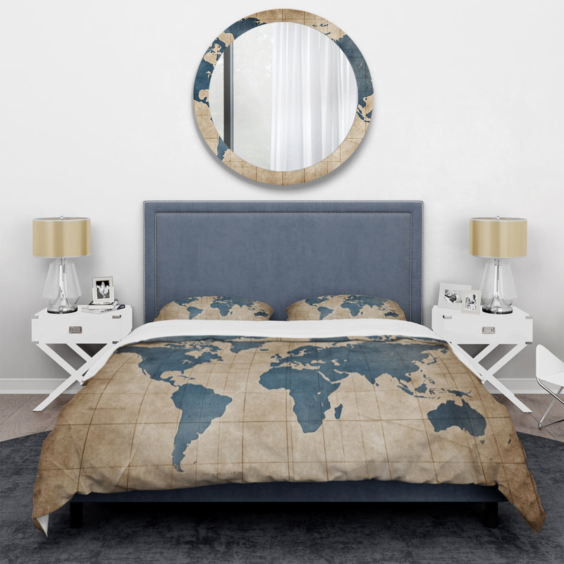 Ensemble de housse de couette en microfibre / polyester ancienne carte du monde II