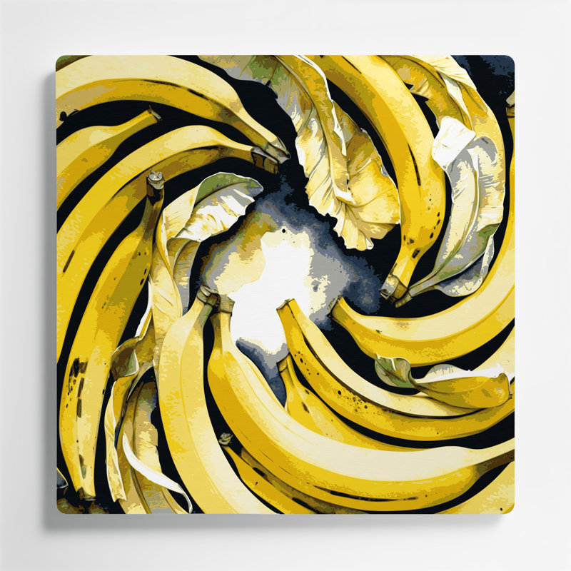 Fruit, banane brune, art mural en métal, H 12 po x l 12 po
